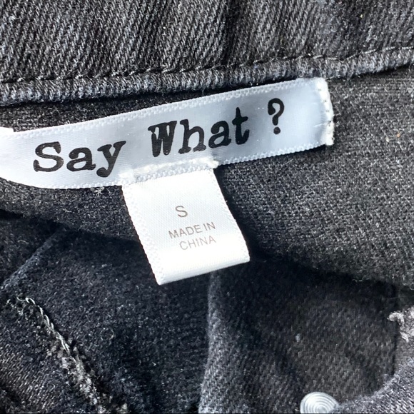 Say What? Distressed Black 4 pocket denim jacket. - Picture 3 of 9